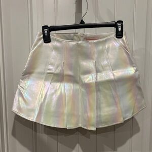 Holographic Pleated Mini Skirt